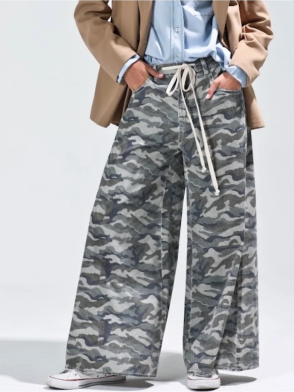 NWT Noa Boa NB Wide-Leg Camo Drawstring Pants - LARGE $69